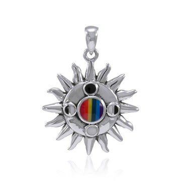 Sun With Gem Center And Moon Phases Pendant TP3145 - Jewelry